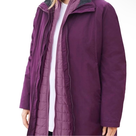 Woman Within Forest Green Hooded Trench Coat with Quilted Liner - Picture 7 of 7